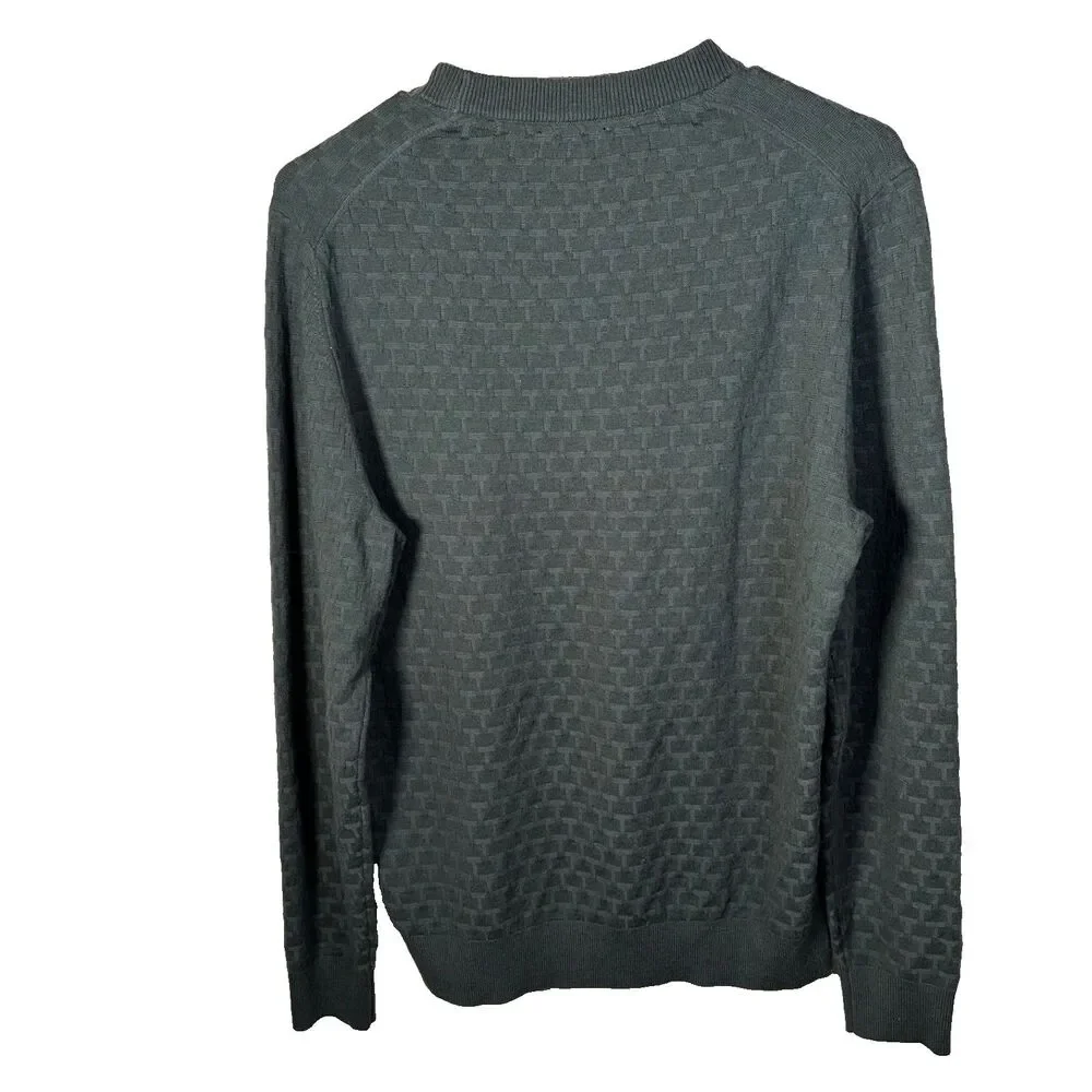 Ted Baker Sweater Men's 2 Pullover Knit Woven Green Casual Wool Blend